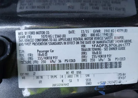 2016 Ford Focus St from USA, damaged, VIN 1FADP3L97GL261777